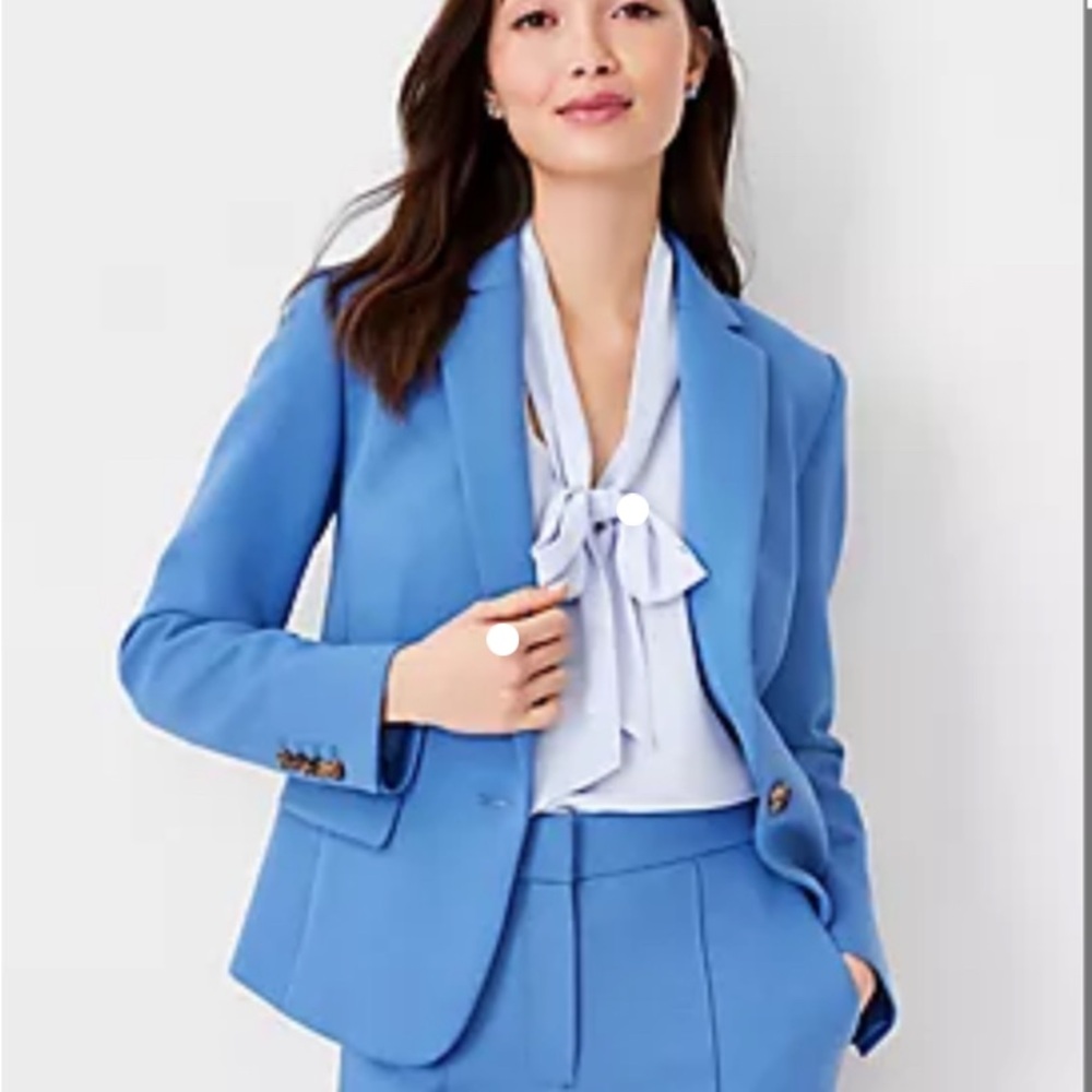 Ann Taylor THE ONE BUTTON BLAZER IN DOUBLE KNIT IN COOL AZUL
